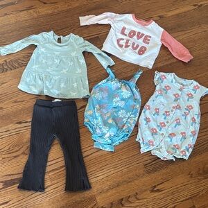 Little Co Kids Clothing Bundle with Floral and Graphic Prints 12-18 mo up to 2Tp
